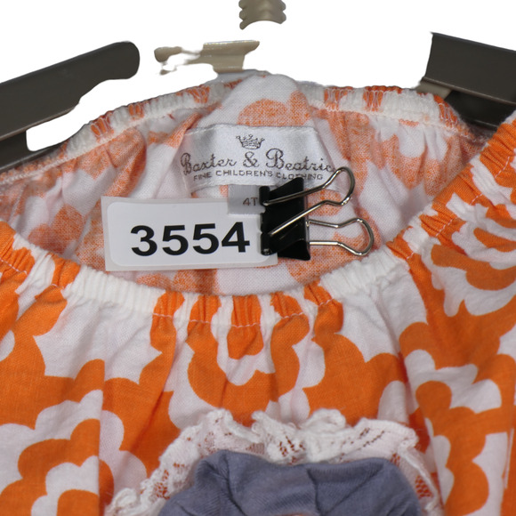 Baxter Beatrice Girls Dress Size 4T Fine Childrens Clothing Orange Gray Flower - Picture 13 of 13